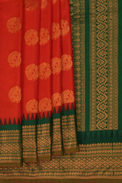 Image of Gadwal Silk Red Saree