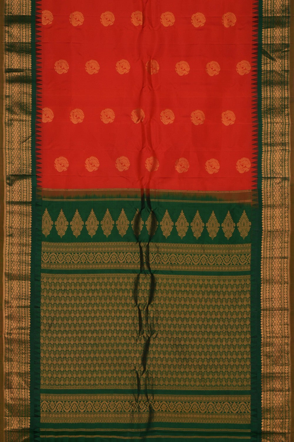 Gadwal Silk Red Saree