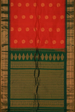 Image of Gadwal Silk Red Saree