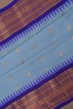 Image of Gadwal Silk Blue Saree