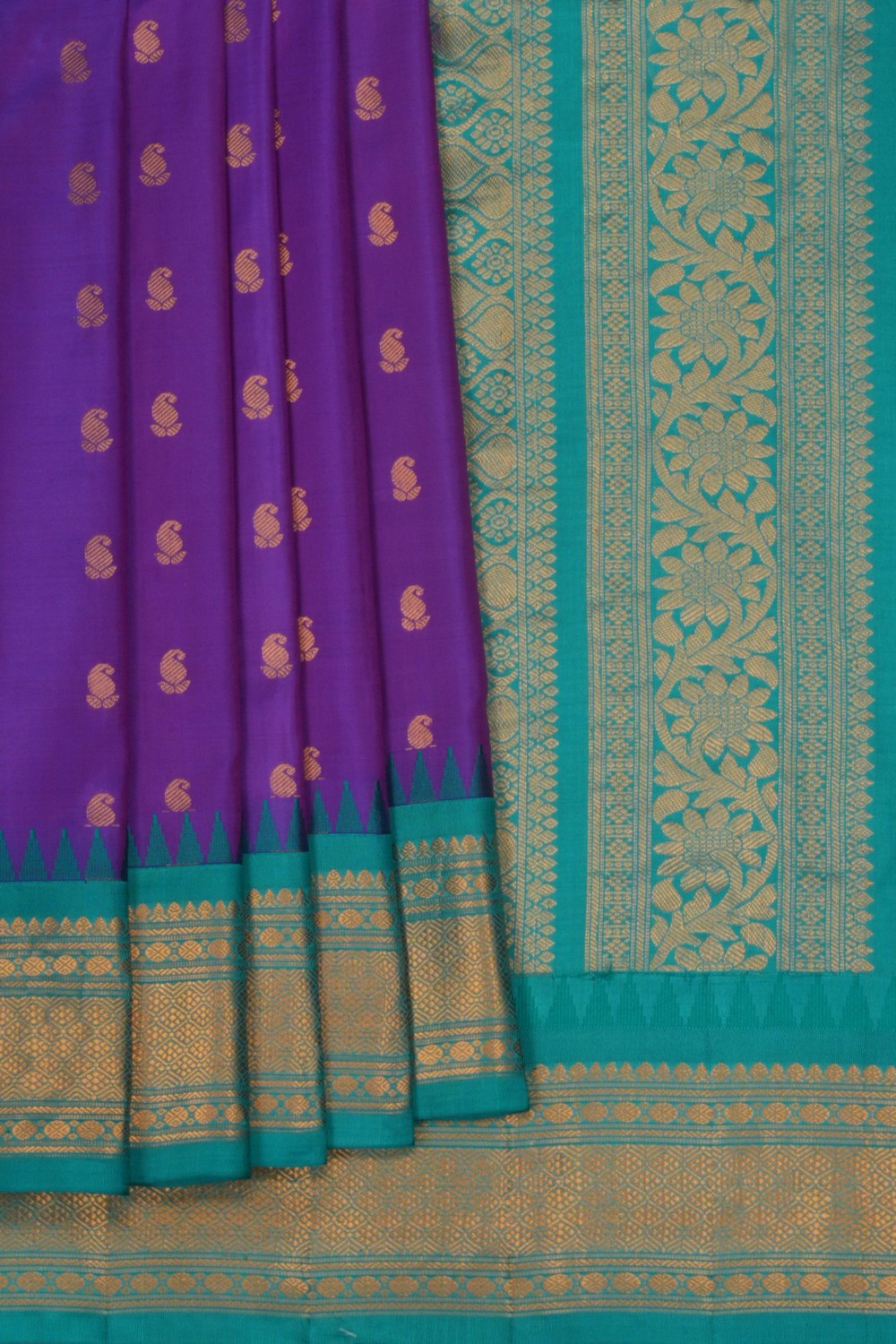 Image of Gadwal Silk Purple Saree