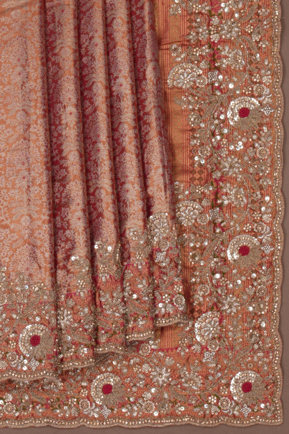 A Tissue Embroidery Saree