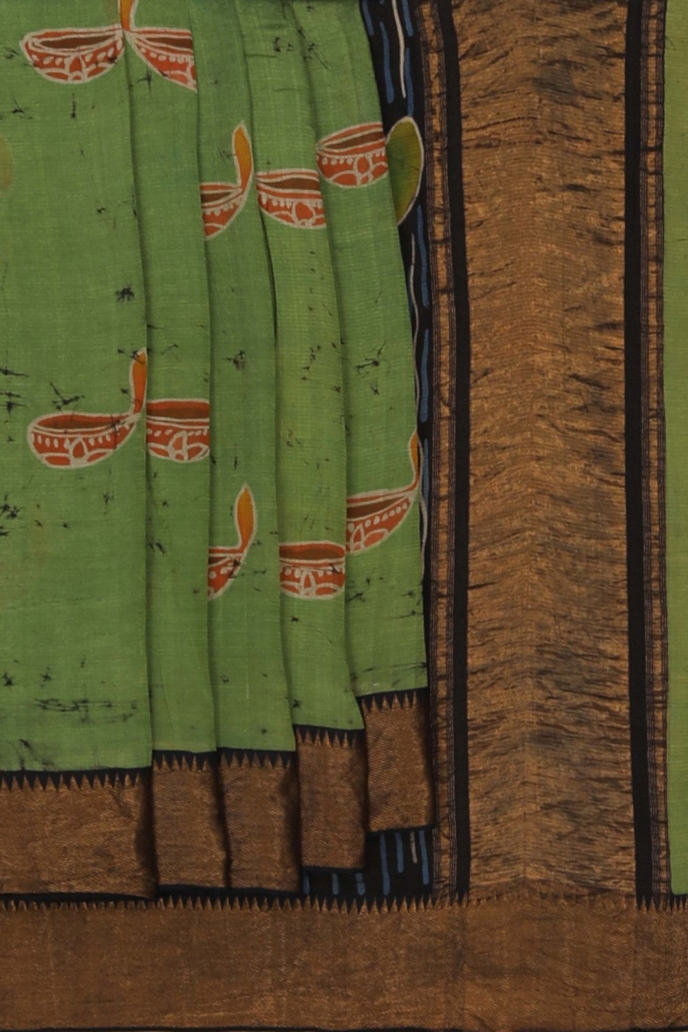 Image of Mangalgiri Silk Green Saree