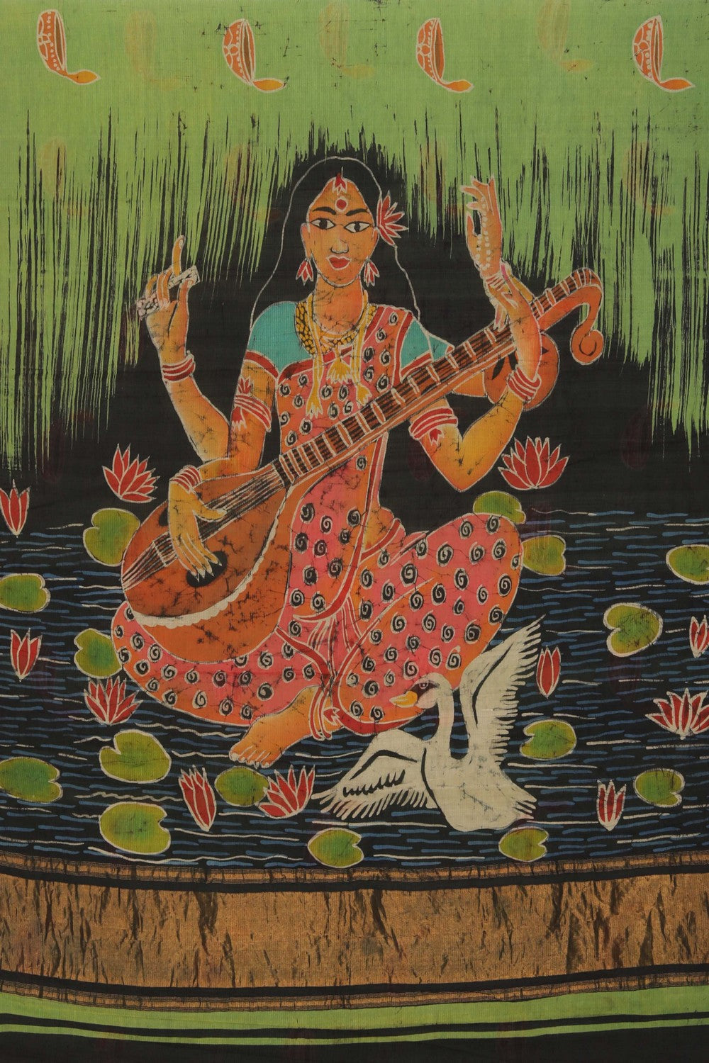 Image of Mangalgiri Silk Green Saree