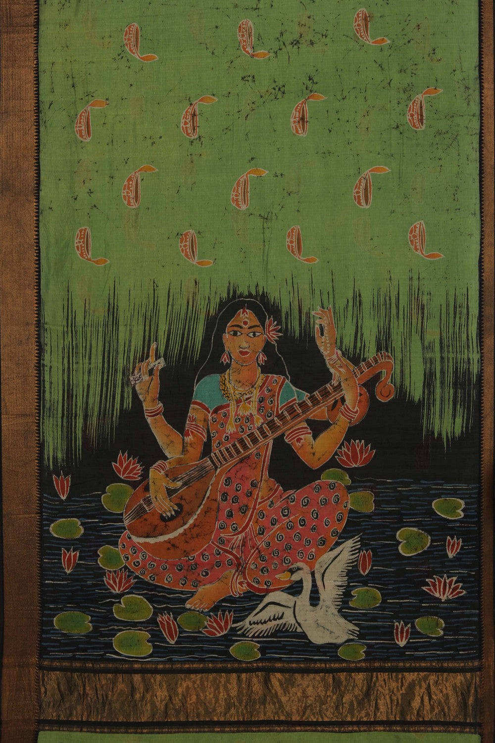 Image of Mangalgiri Silk Green Saree