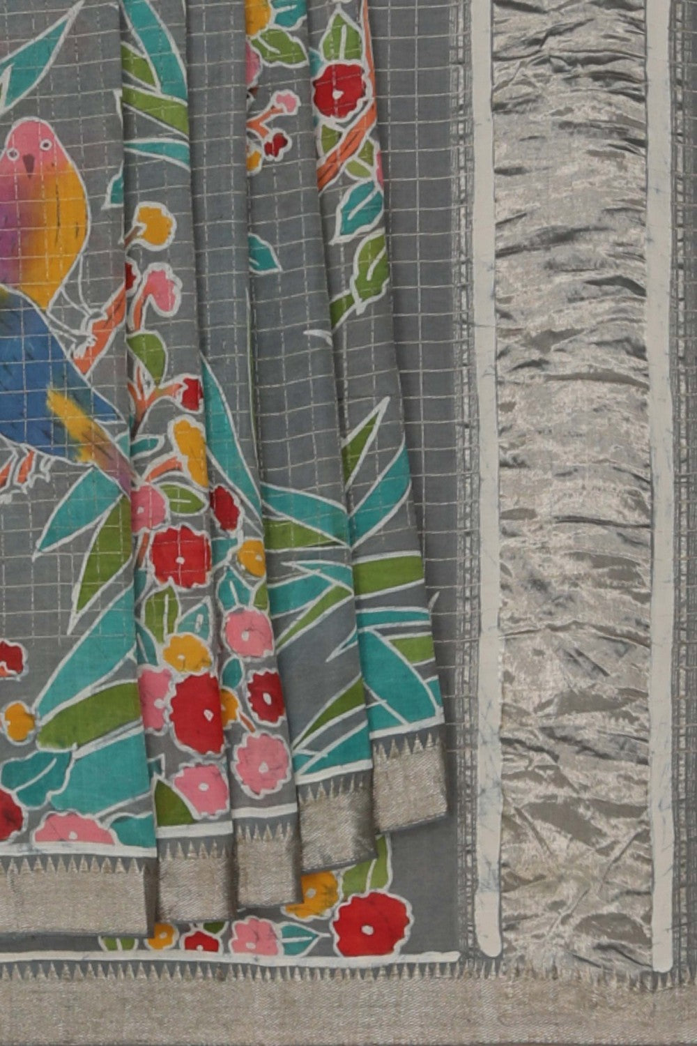 Image of Mangalgiri Silk Grey Saree