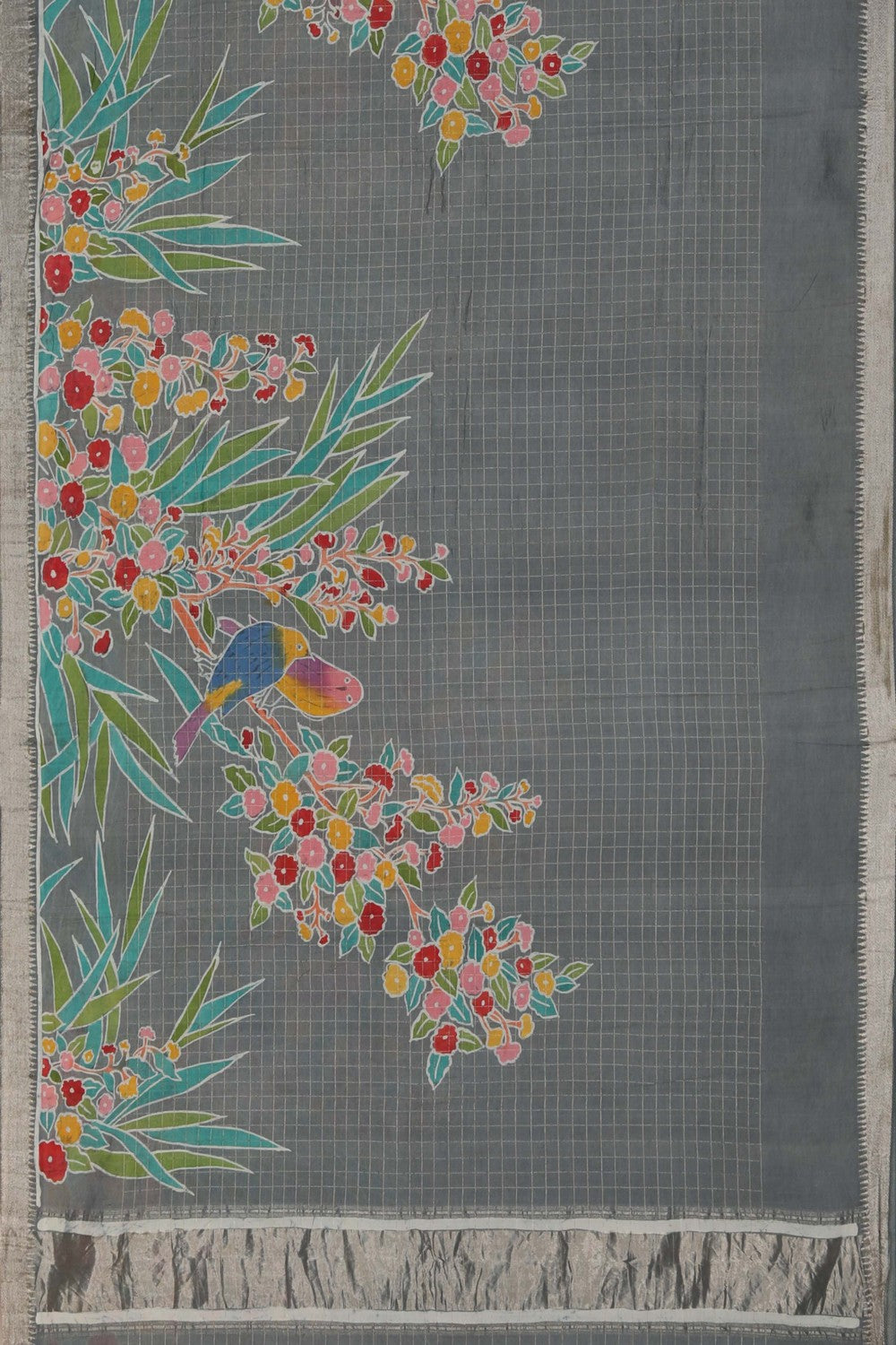 Image of Mangalgiri Silk Grey Saree