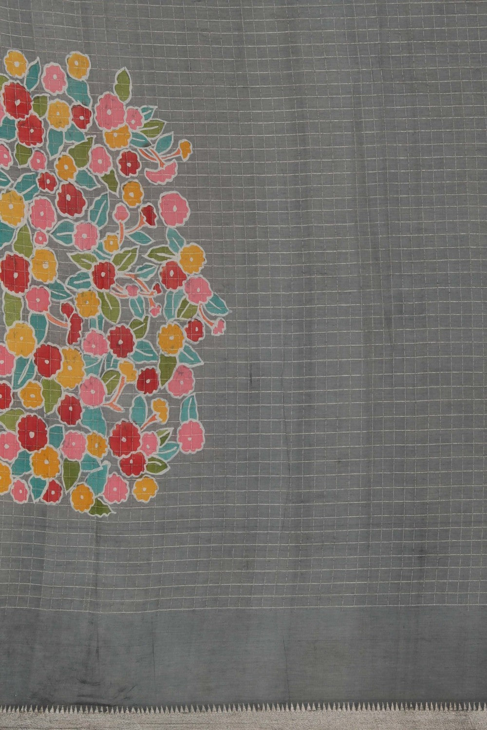 Image of Mangalgiri Silk Grey Saree