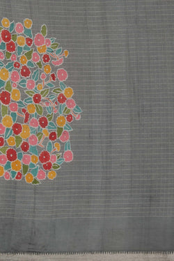Image of Mangalgiri Silk Grey Saree