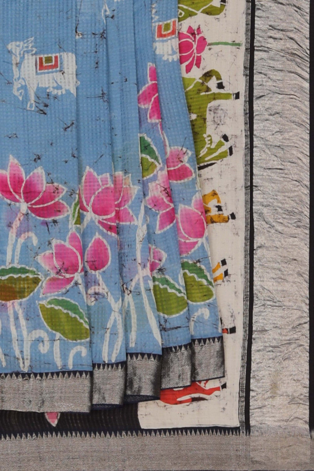 Image of Mangalgiri Silk Smoky Grey Saree