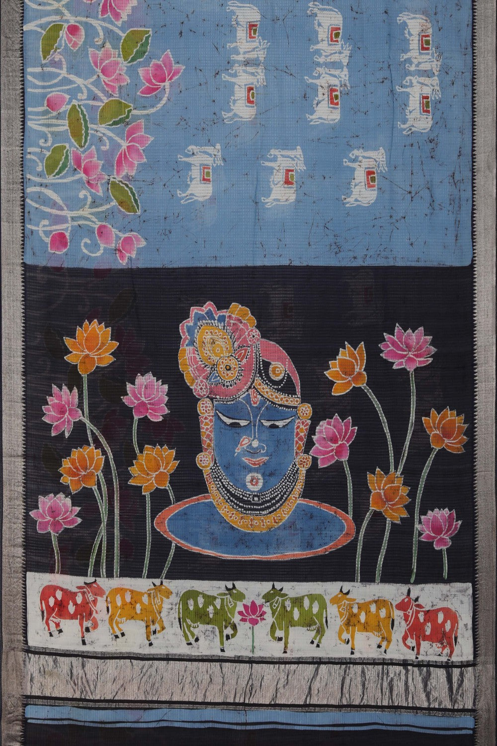 Image of Mangalgiri Silk Smoky Grey Saree