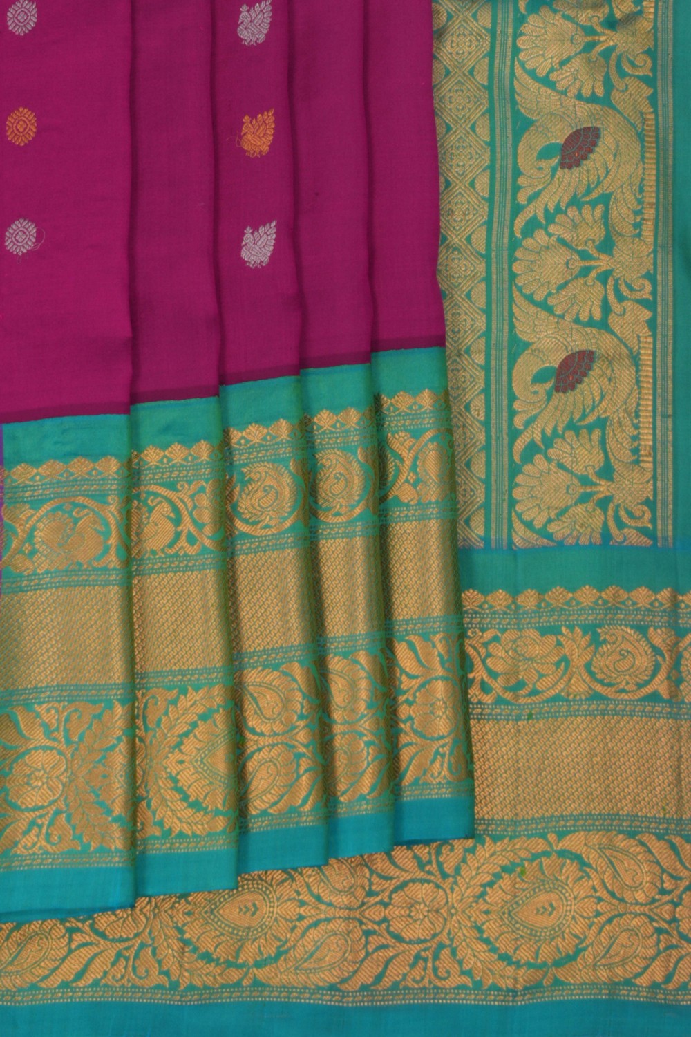 Image of Gadwal Silk Magenta Pink Saree
