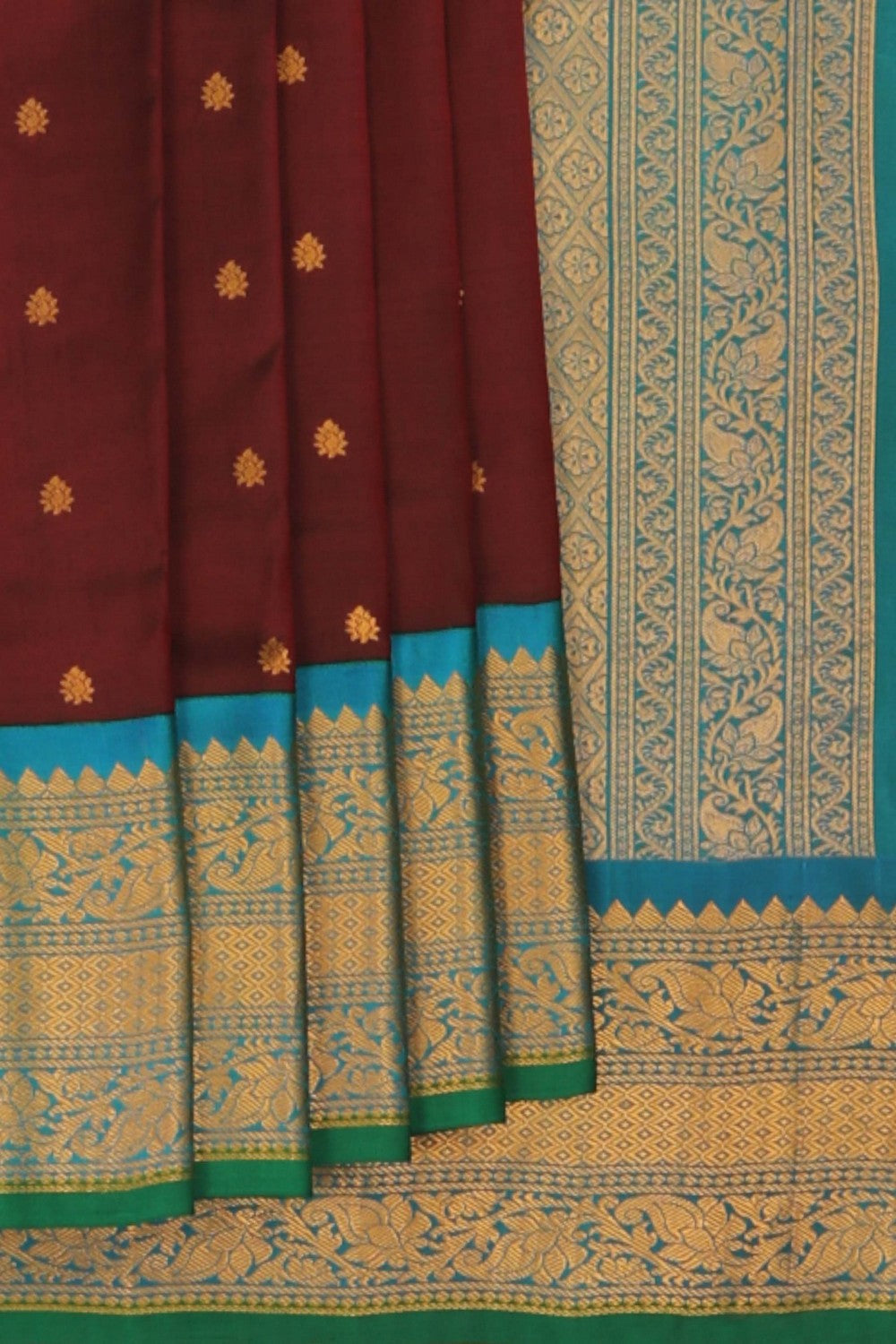 Image of Gadwal Silk Maroon Saree