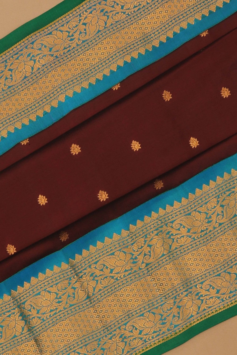 Image of Gadwal Silk Maroon Saree
