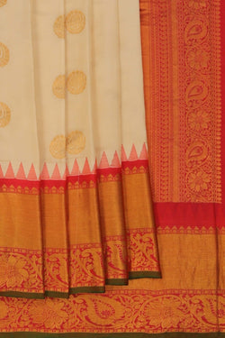Image of Gadwal Silk Off-White Saree