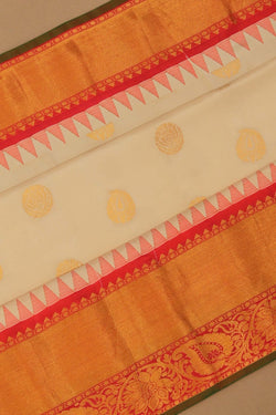 Image of Gadwal Silk Off-White Saree