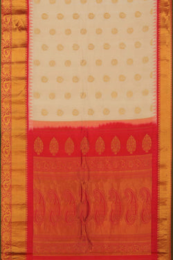 Image of Gadwal Silk Off-White Saree