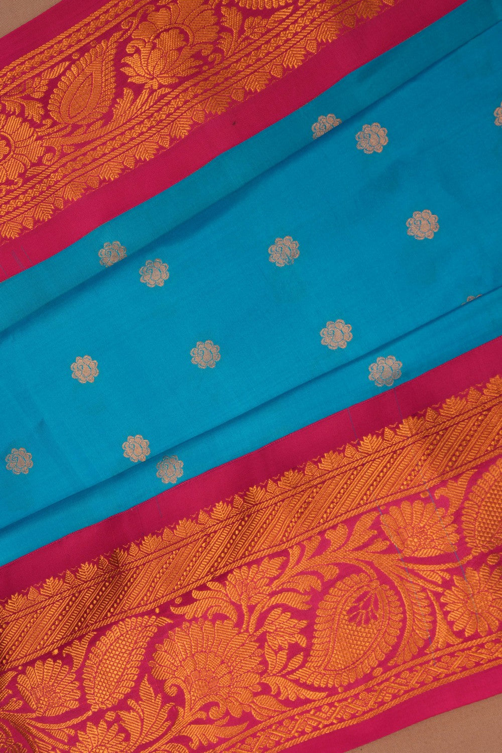 Image of Gadwal Silk Blue Saree