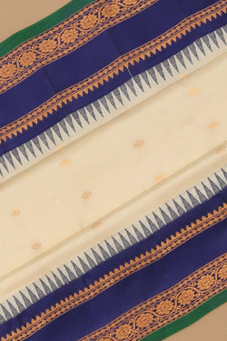 Image of Gadwal Silk Kattam Off-White Saree
