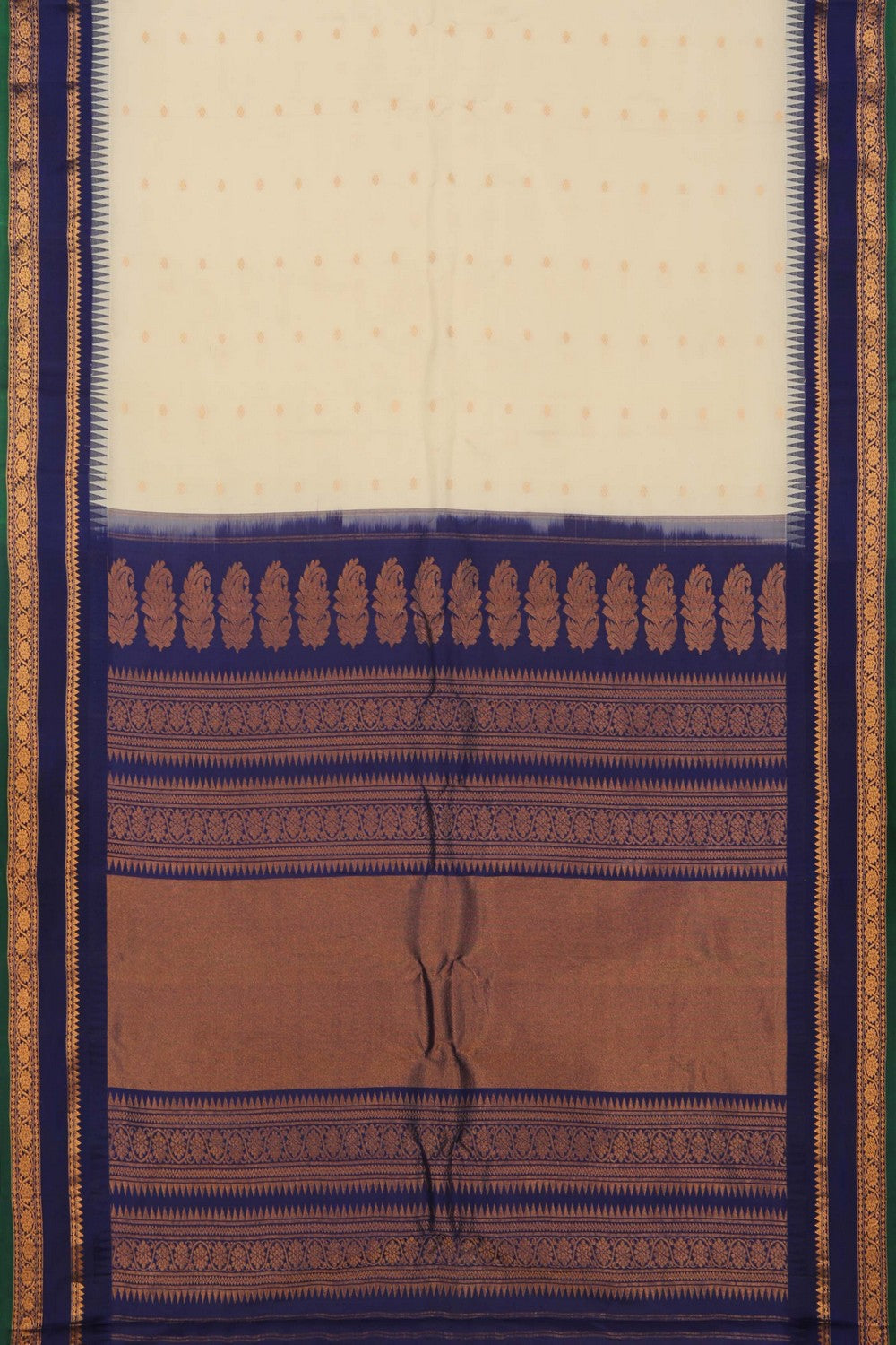 Gadwal Silk Kattam Off-White Saree