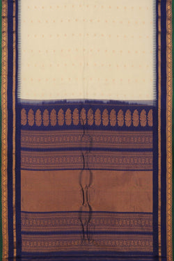 Image of Gadwal Silk Kattam Off-White Saree