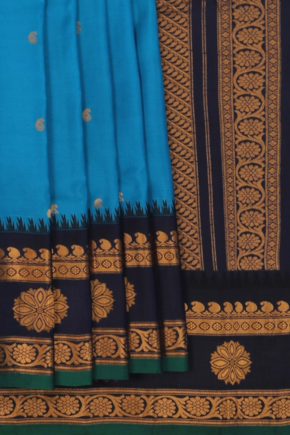 Image of Gadwal Silk Blue Saree