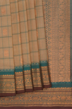 Image of Gadwal Kattam Beige Saree