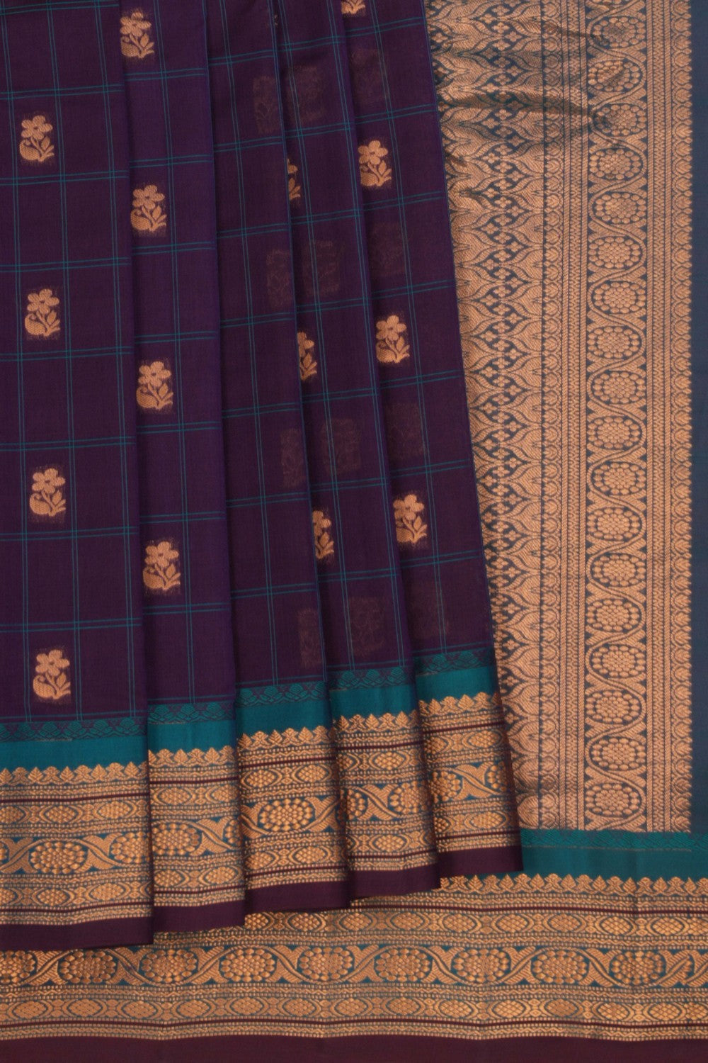 Image of Gadwal Kattam Purple Saree