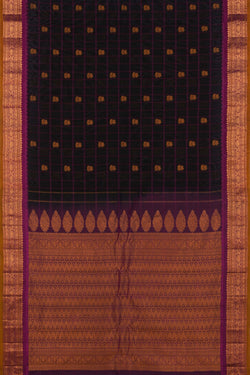 Image of Gadwal Kattam Black Saree