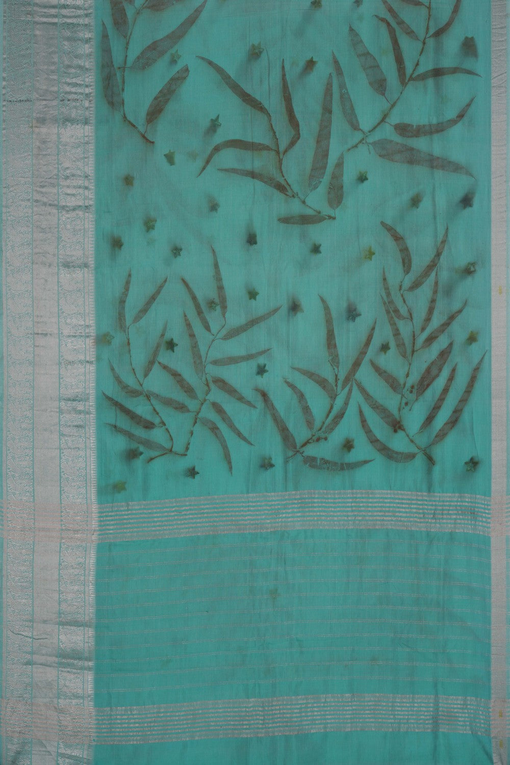 Image of Mangalgiri Silk Turquoise Green Saree