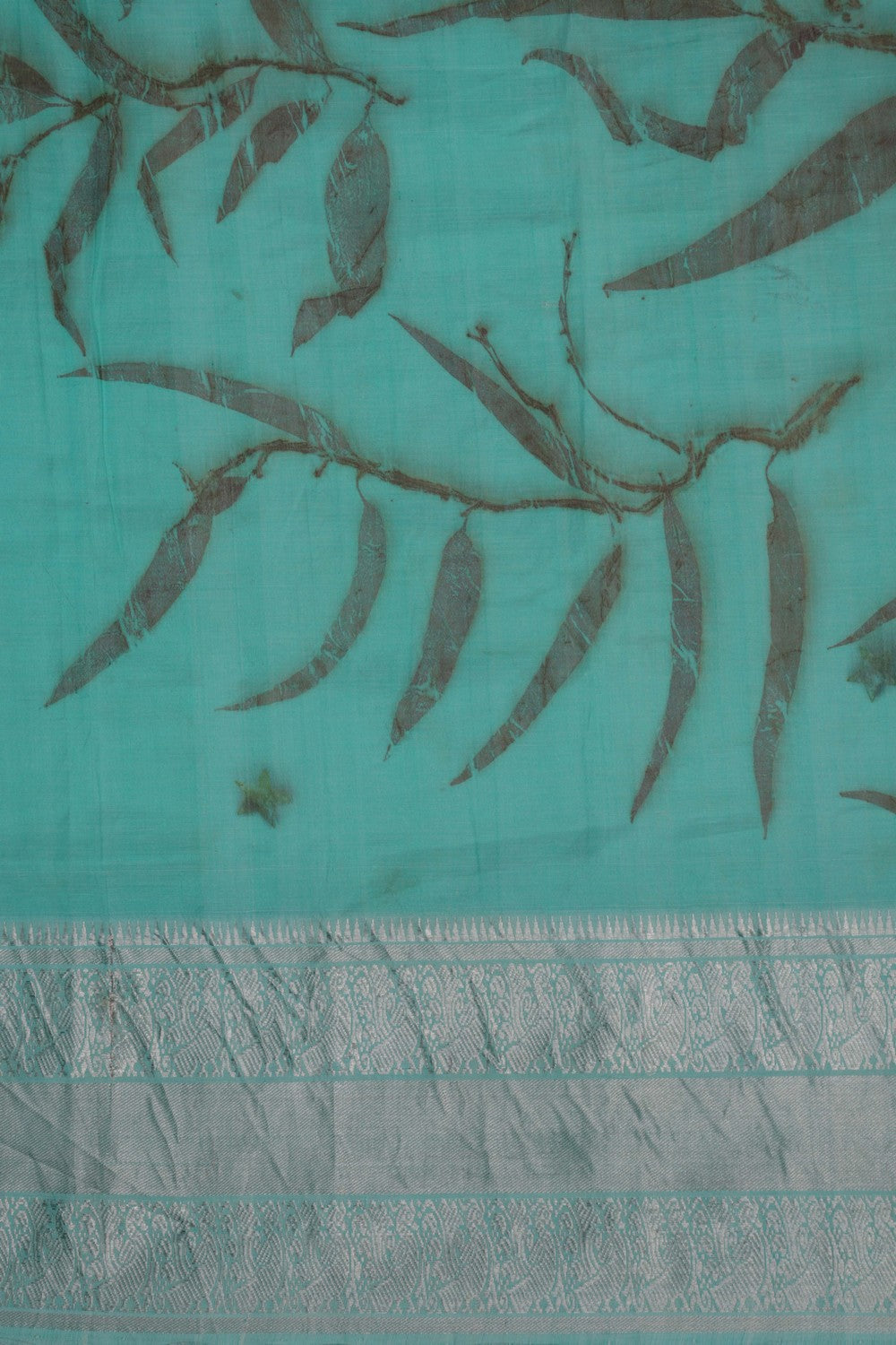 Image of Mangalgiri Silk Turquoise Green Saree