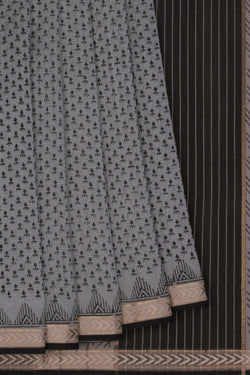Image of Maheshwari Cotton Silk Grey Saree