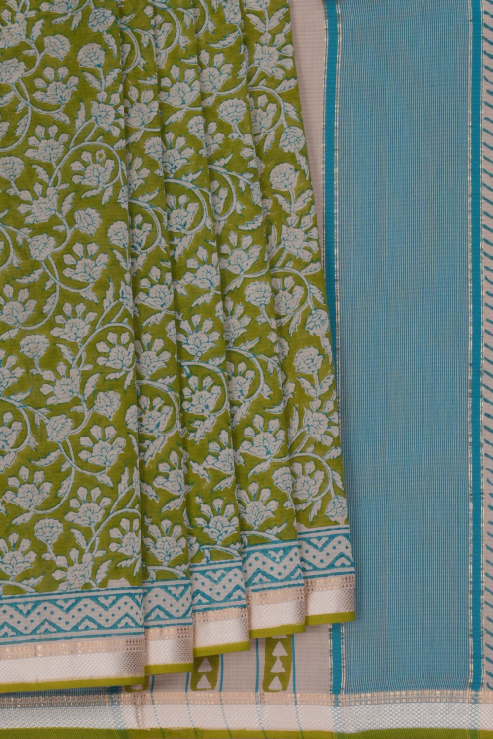 Maheshwari Cotton Silk Green Saree