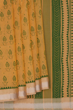 Image of Maheshwari Cotton Silk Yellow Saree