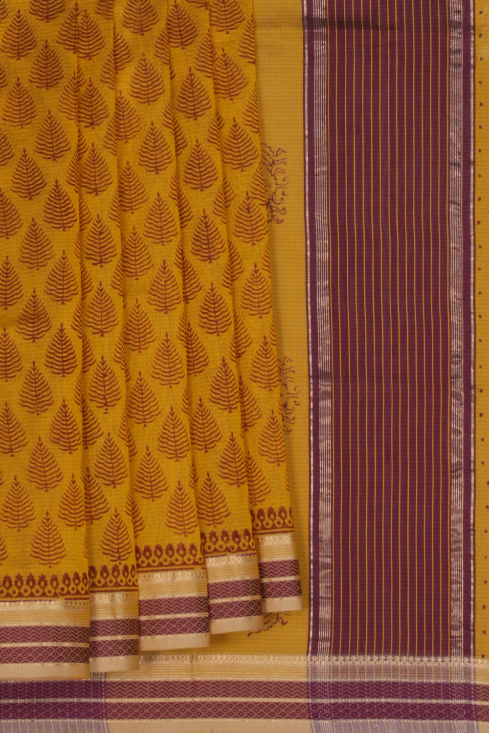 Maheshwari Cotton Silk Mustard Saree
