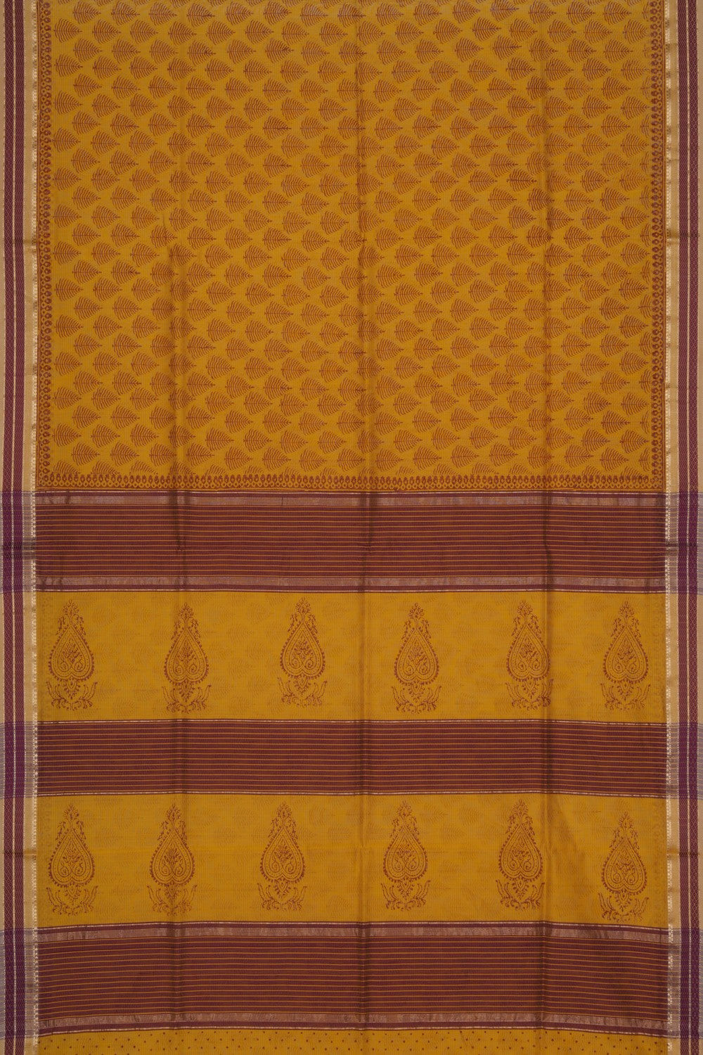 Maheshwari Cotton Silk Mustard Saree