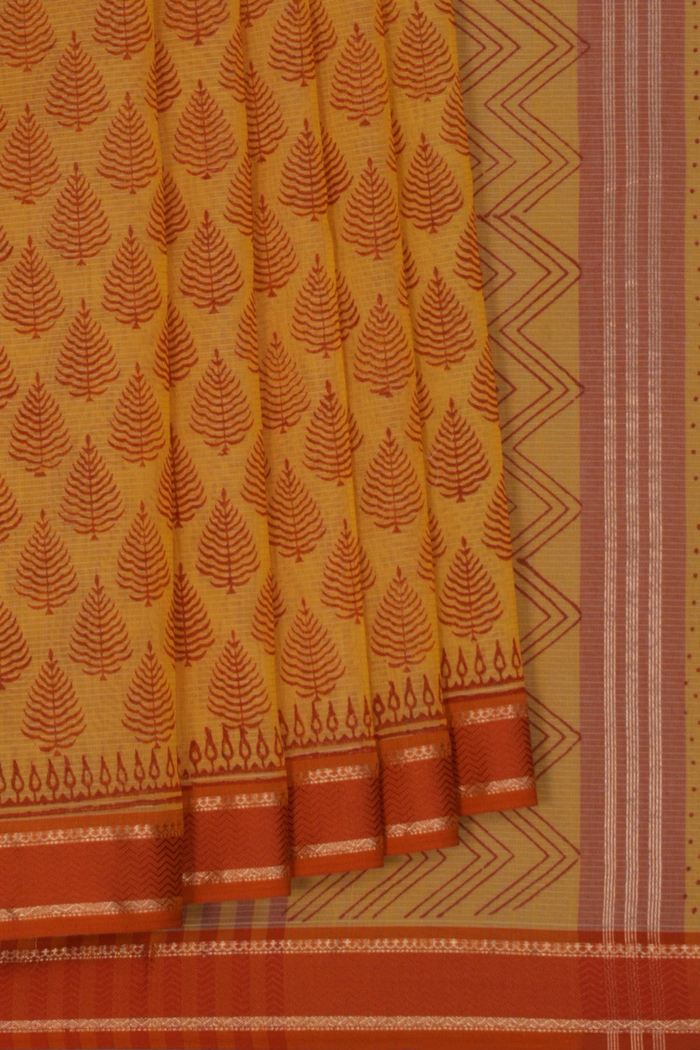 Maheshwari Cotton Silk Mustard Saree