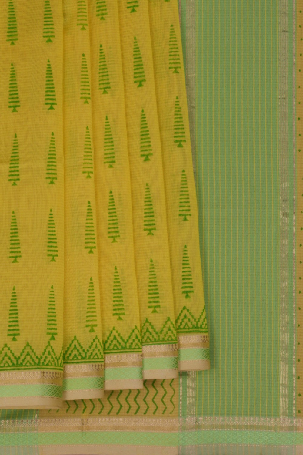 Maheshwari Cotton Silk Spring Yellow Saree