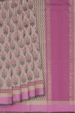Image of Maheshwari Cotton Silk Off-White Saree