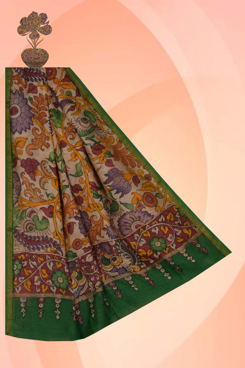 Image of Kalamkari Hand-Painted Dupatta