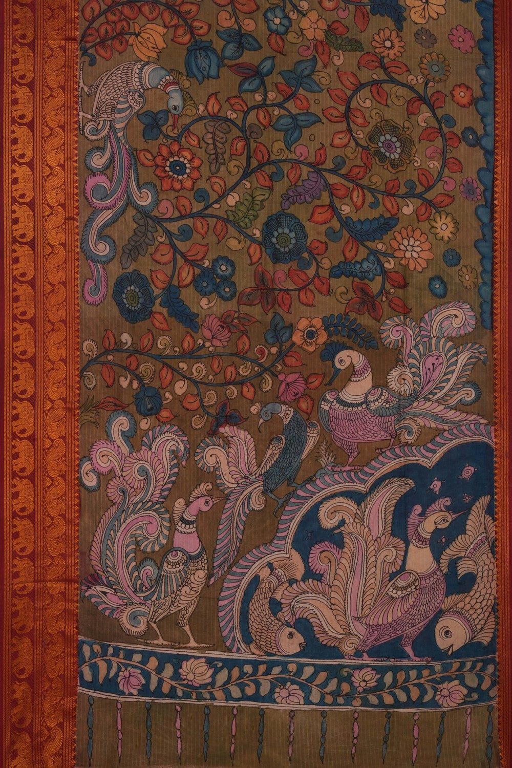 Image of Kalamkari Grey Saree