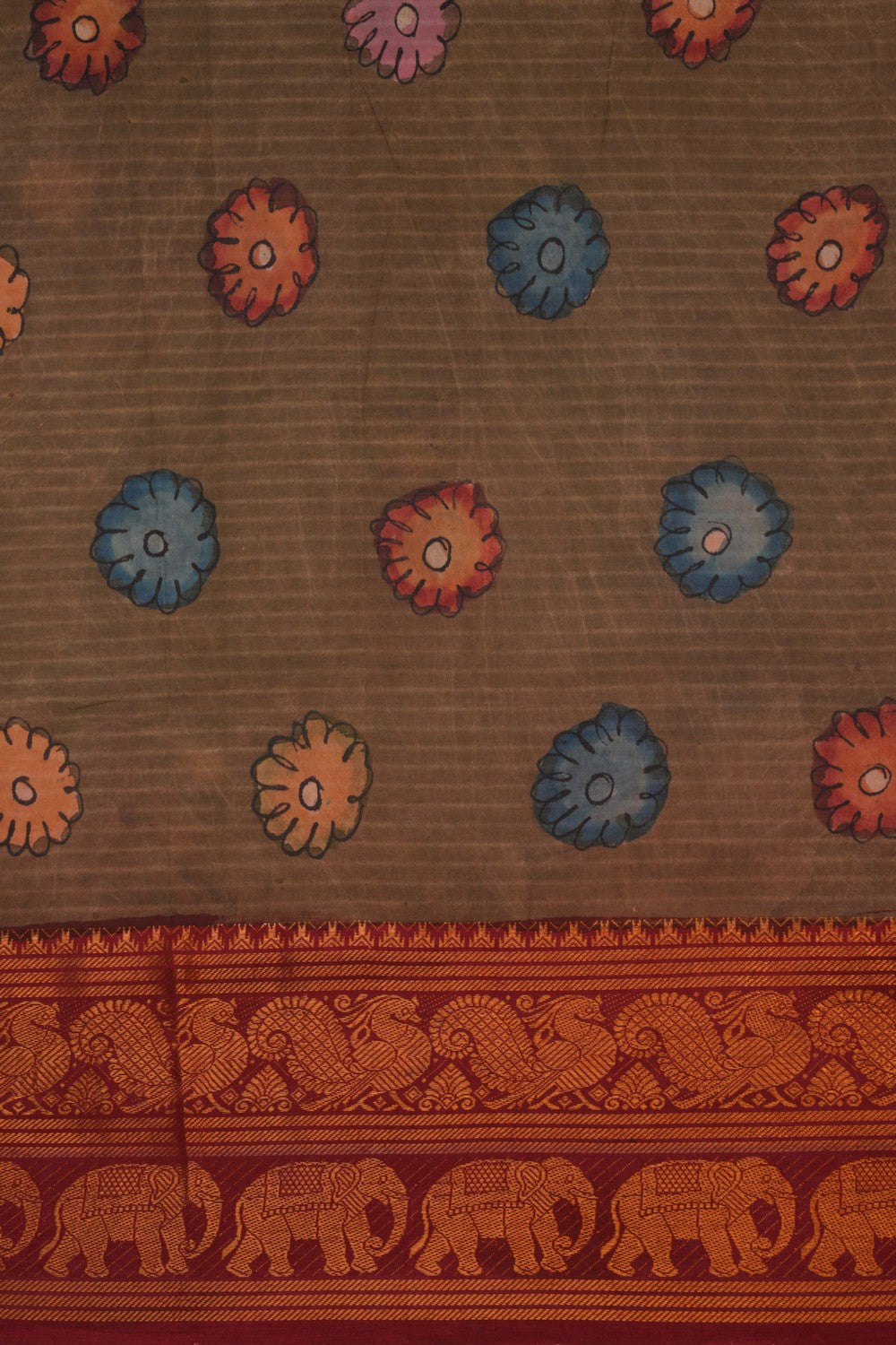 Image of Kalamkari Grey Saree