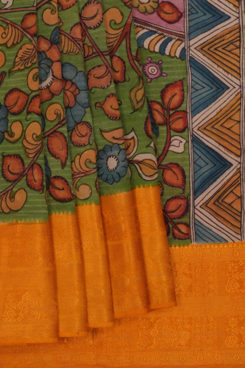 Image of Kalamkari Green Saree