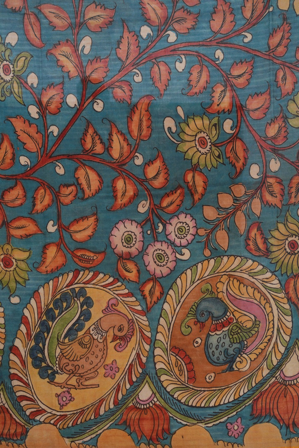 Image of Kalamkari Blue Saree