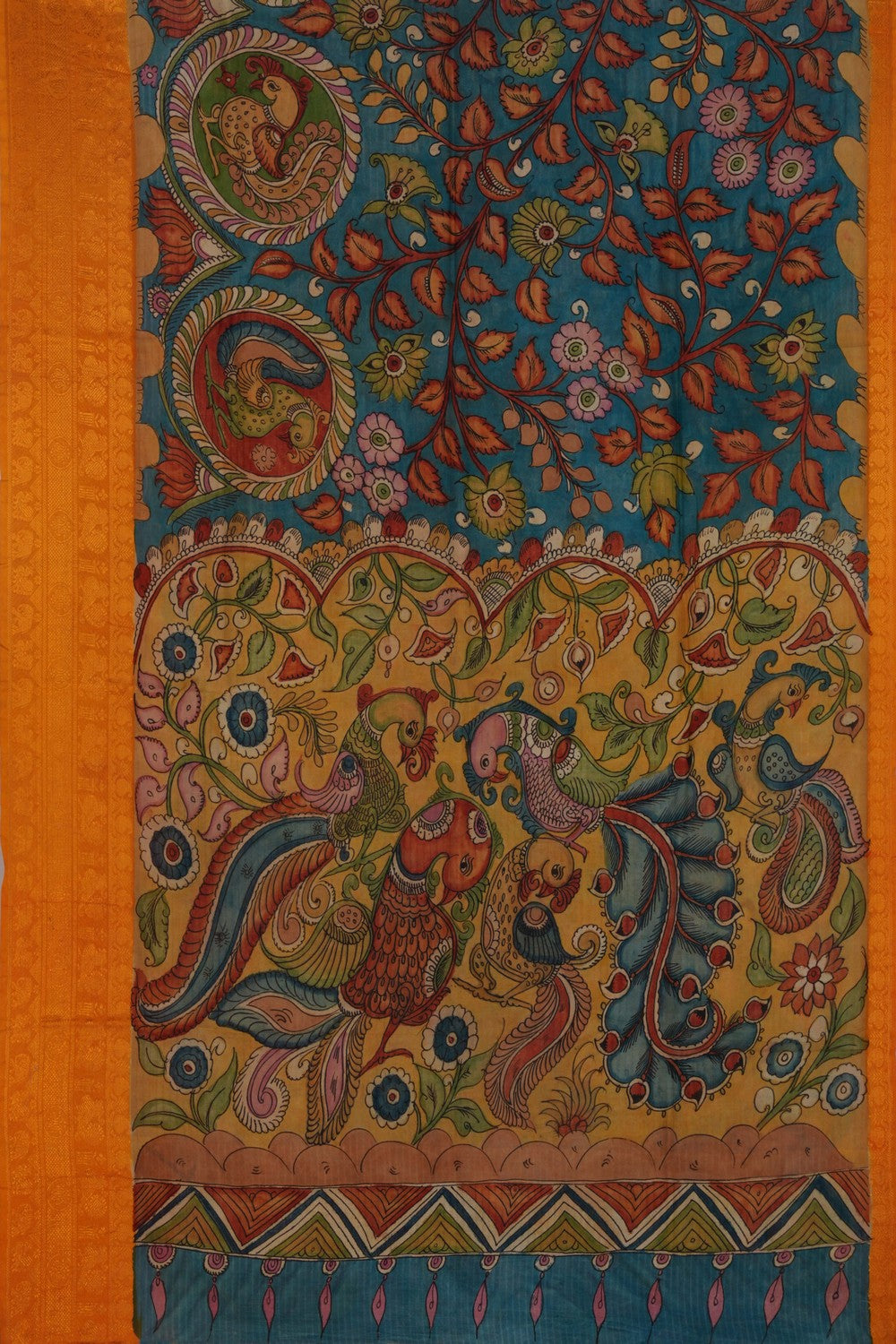 Image of Kalamkari Blue Saree