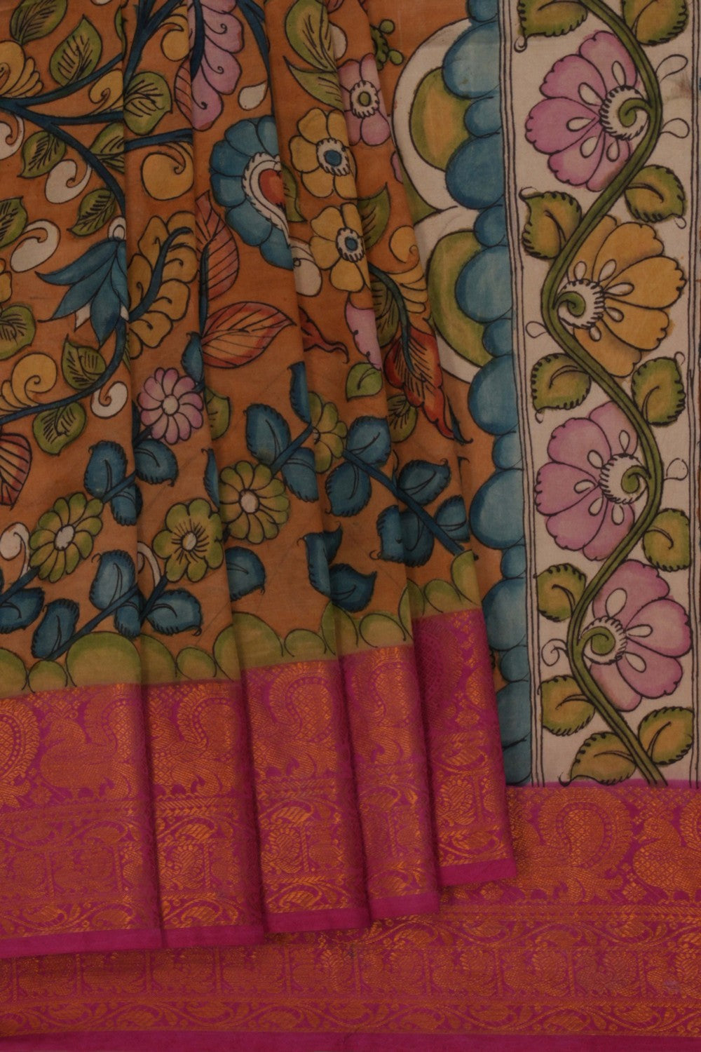 Image of Kalamkari Mustard Saree