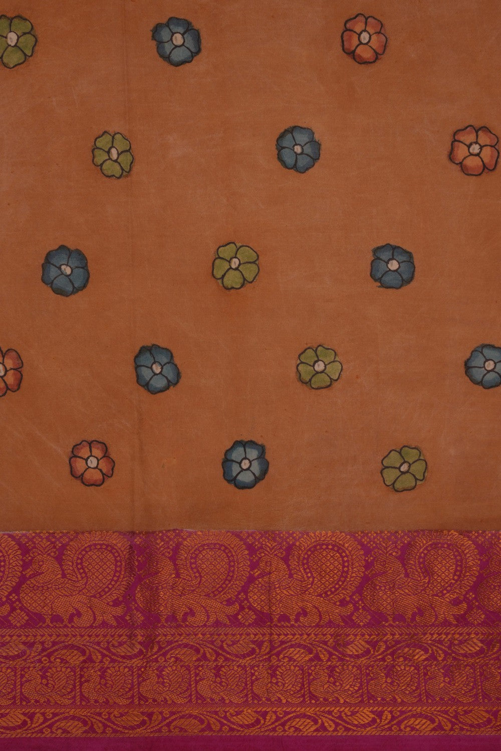 Image of Kalamkari Mustard Saree