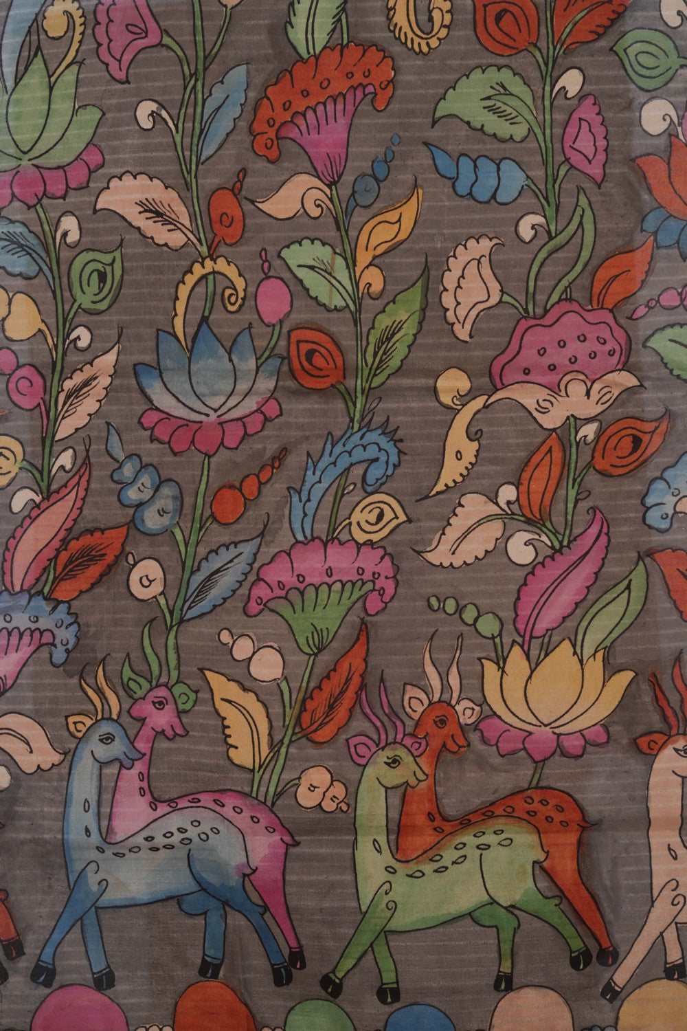 Image of Kalamkari Grey Saree