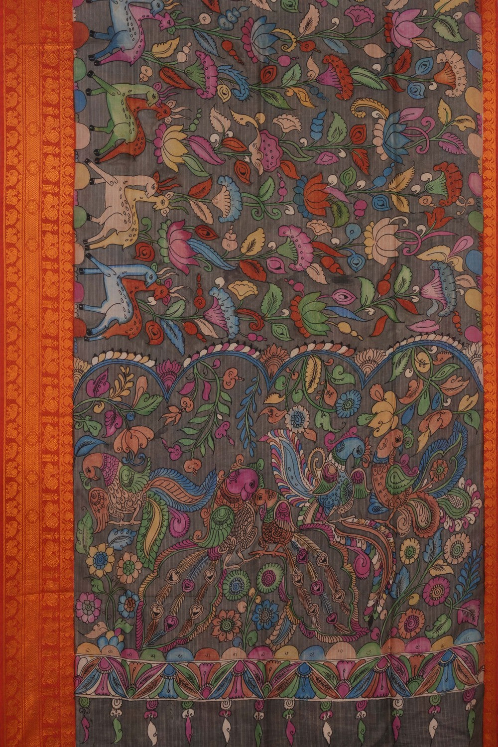Image of Kalamkari Grey Saree