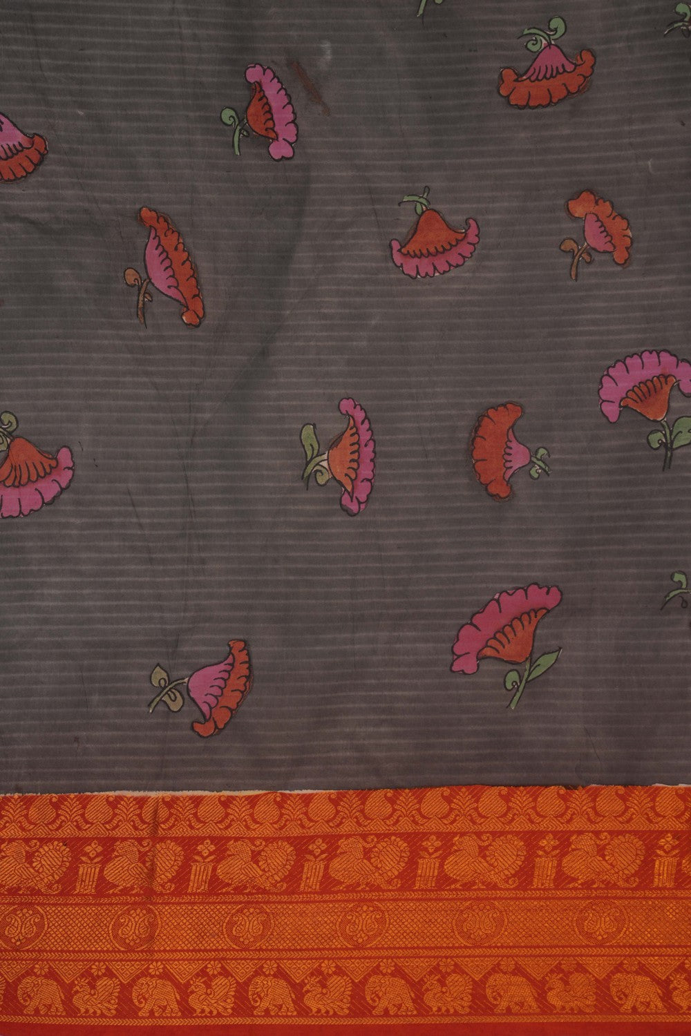 Image of Kalamkari Grey Saree